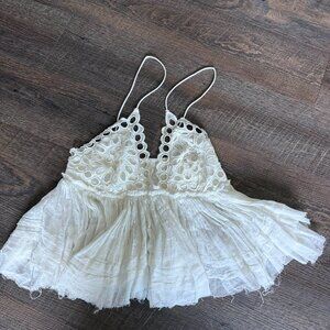 Brand New Free People White Azuri Lace Tank XL